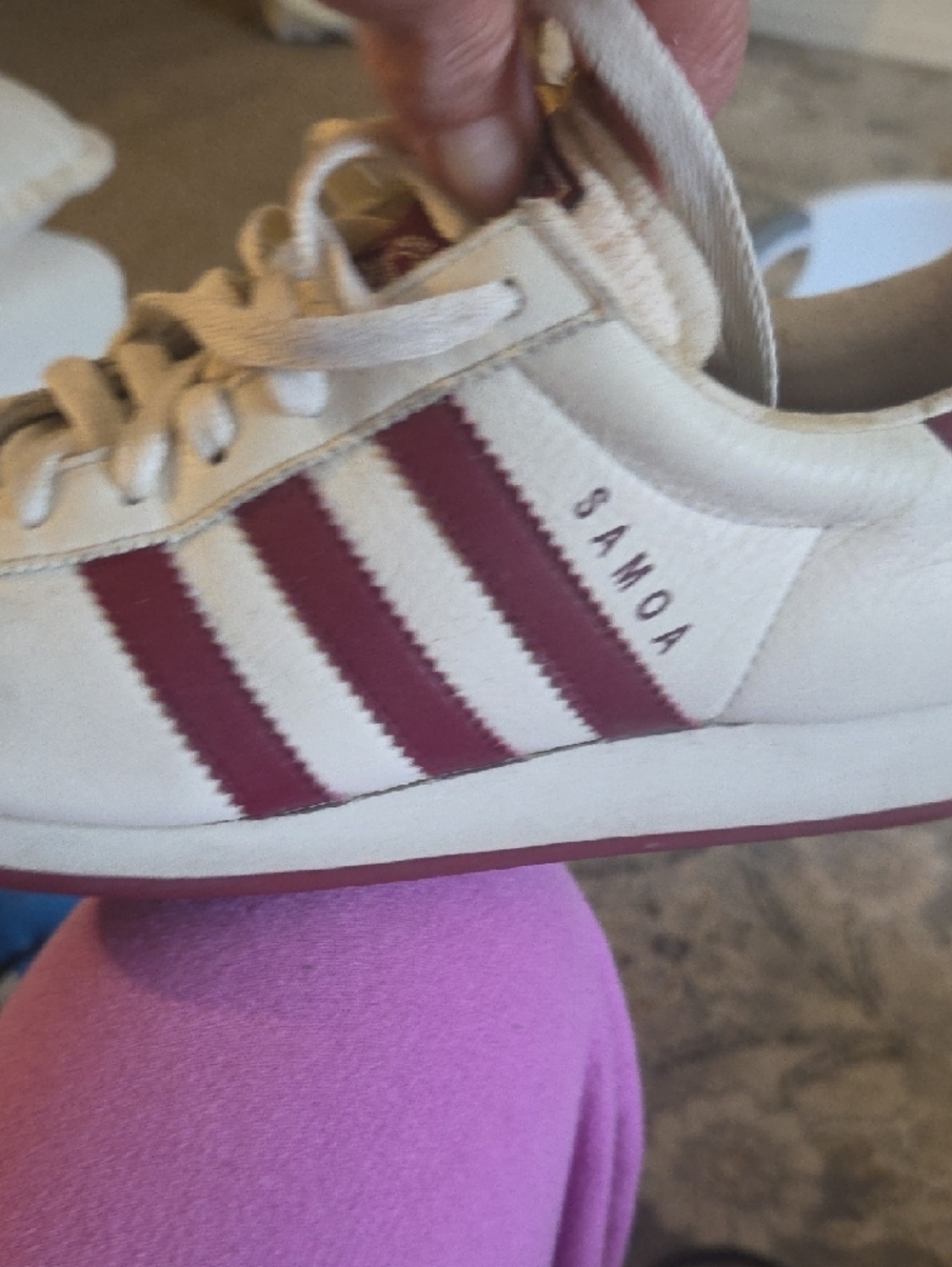adidas Samoa Leather Sneakers in White and Burgundy - Picture 4 of 4